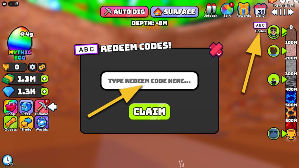 Roblox Dig to Earth's CORE (Копайте в ядре Земли)