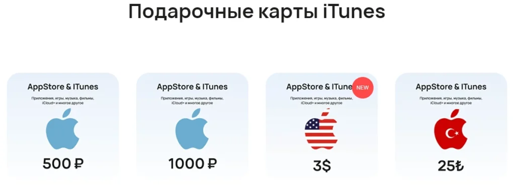 Подарочные карты iTunes и App Store